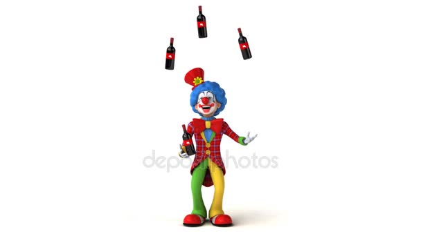 Клоун жонглирует вином — стоковое видео