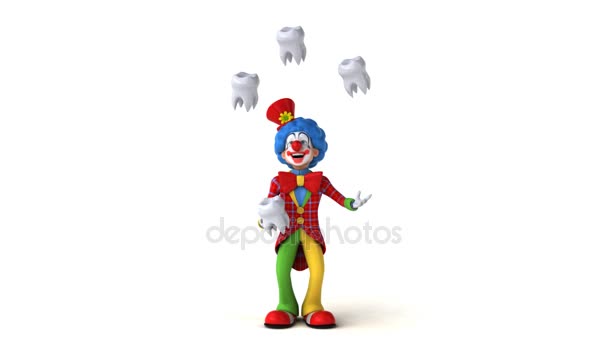 Clown juggling with teeth — Stock Video