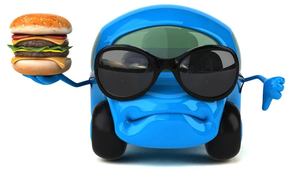 Personaje de dibujos animados con hamburguesa —  Fotos de Stock