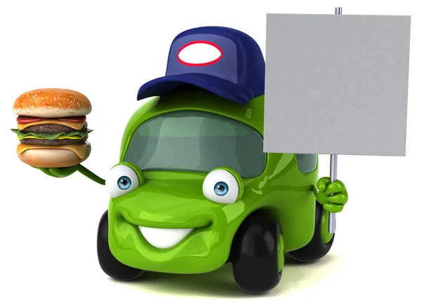 Kreslená postavička s hamburger — Stock fotografie