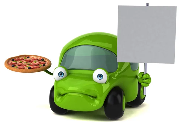 Kul bil med pizza — Stockfoto