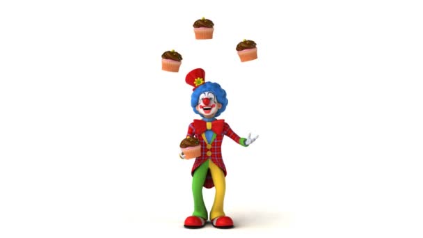 Clown jongler avec des cupcakes — Video