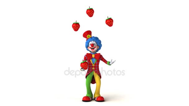 Klaun, żonglerka z truskawkami — Wideo stockowe