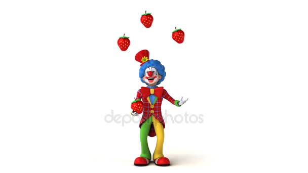 Payaso haciendo malabares con fresas — Vídeos de Stock