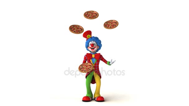 Clown jongler avec des pizzas — Video