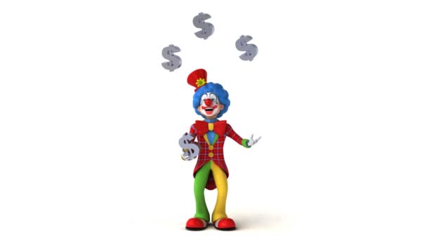 Clown jongleren met dollars — Stockvideo