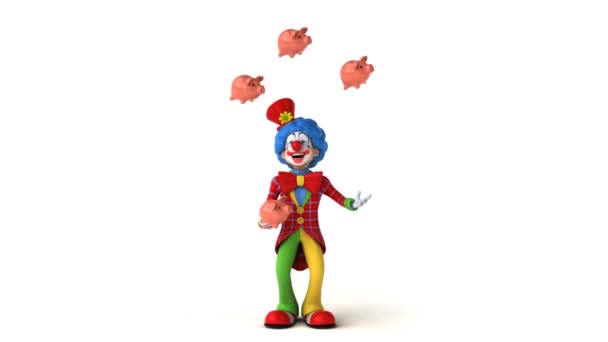 Clown jonglant avec des tirelires — Video