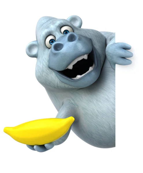 Funny cartoon character with banana — Stock Photo, Image