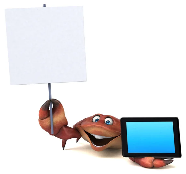 Personagem de desenho animado divertido com tablet — Fotografia de Stock