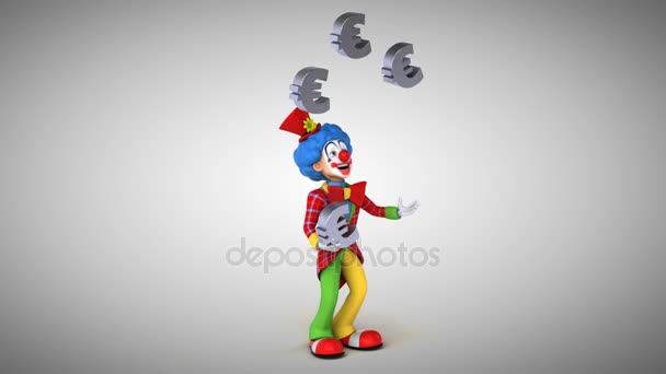 Clown jongler avec des signes d'euro — Video