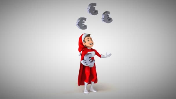 Weihnachtsmann jongliert mit Euro-Zeichen — Stockvideo