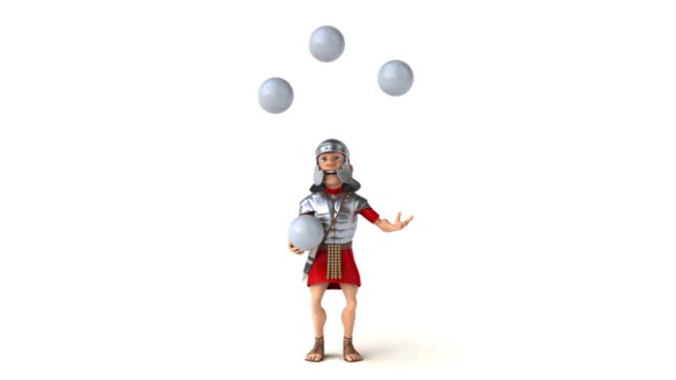Римский солдат жонглирует мячами — стоковое видео