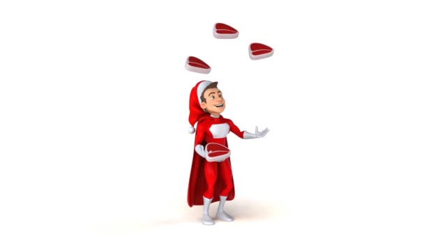 Santa Claus żonglerka z mięsem — Wideo stockowe