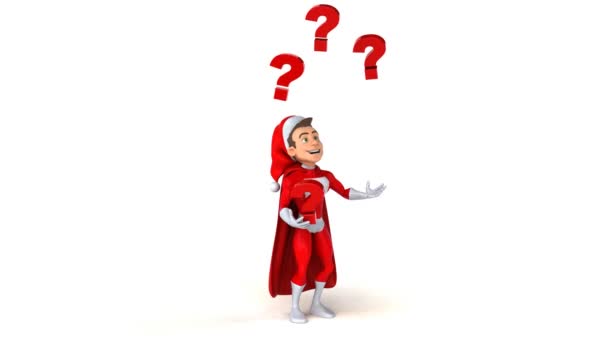Weihnachtsmann jongliert mit Fragen — Stockvideo