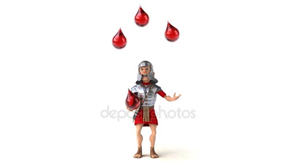 Roman soldier juggling with  drops — Stock Video