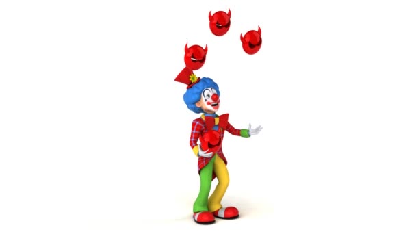 Клоун жонглирует вирусными знаками — стоковое видео