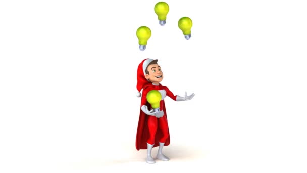 Santa Claus žonglování s žárovky — Stock video