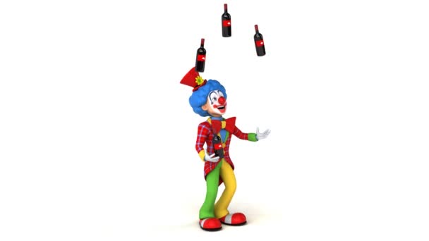 Clown jongliert mit Wein — Stockvideo