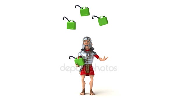 Soldato romano giocoleria con olio — Video Stock