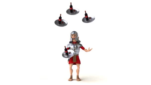 Soldato romano giocoleria con il vino — Video Stock
