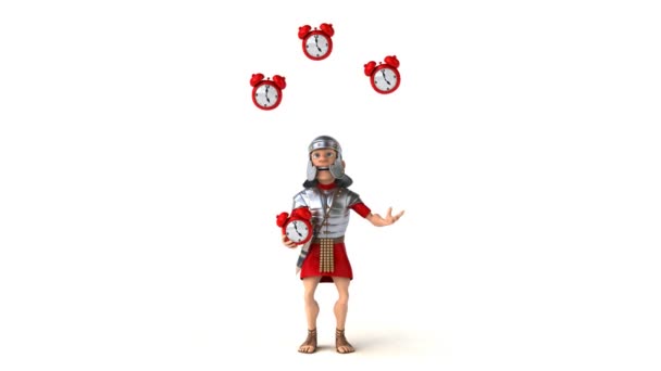 Römischer Soldat jongliert mit Uhren — Stockvideo