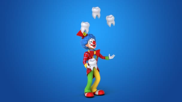 Klaun, żonglerka z zębami — Wideo stockowe