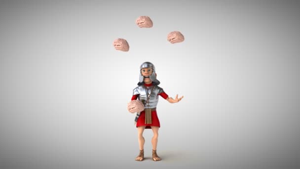 Roman soldier juggling with brains — Stock Video