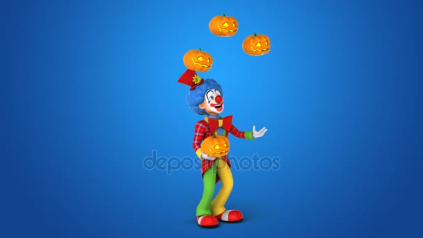 Clown jongliert mit Kürbissen — Stockvideo