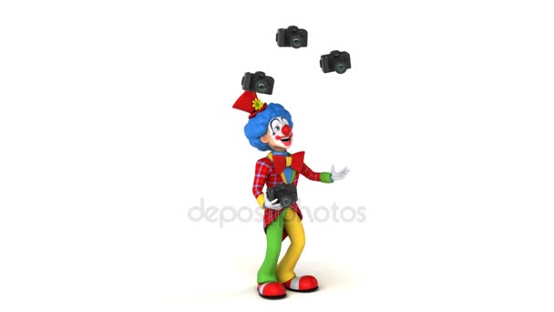 Clown juggling with  cameras — Stock Video