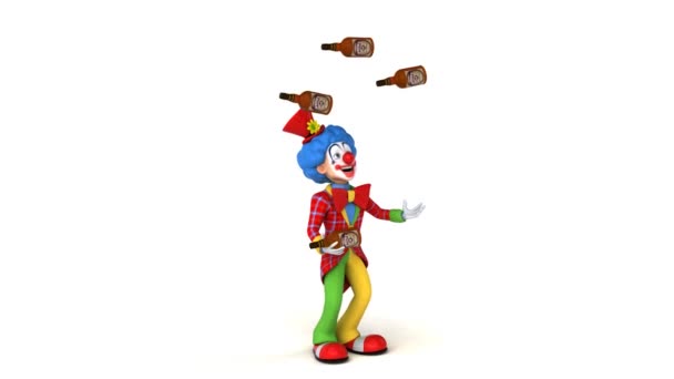 Klauna, žonglování s lahví — Stock video