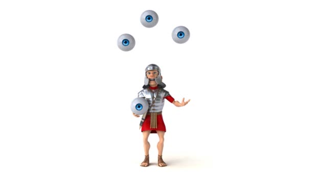 Römischer Soldat jongliert mit Augen — Stockvideo