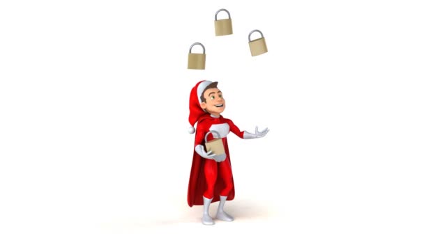 Santa Claus žonglování s Visací zámky — Stock video