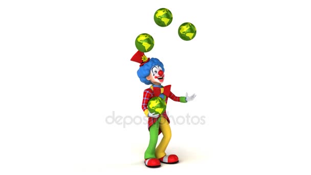 Clownen jonglerar med glober — Stockvideo