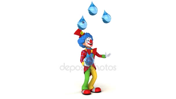 Clownen jonglerar med droppar — Stockvideo
