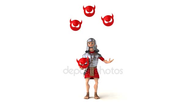 Римские солдаты жонглируют вирусными знаками — стоковое видео