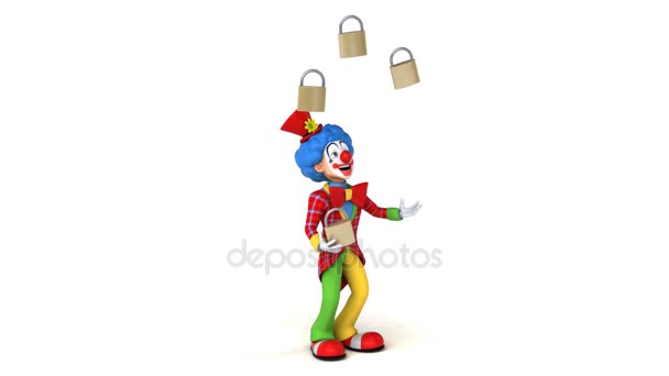 Клоун жонглирует замками — стоковое видео