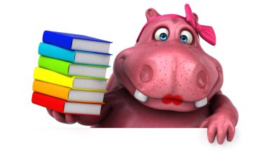 Kitaplar ile eğlenceli çizgi film karakteri