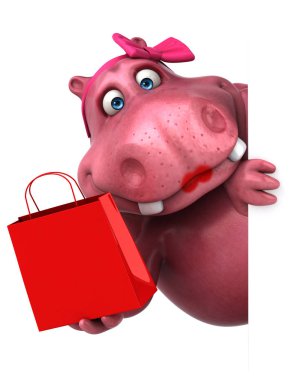 çizgi film karakteri ile alışveriş çantası   