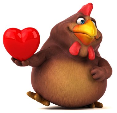 Kalp ile eğlenceli çizgi film karakteri 