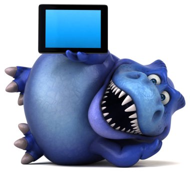 Tablet ile eğlenceli çizgi film karakteri 