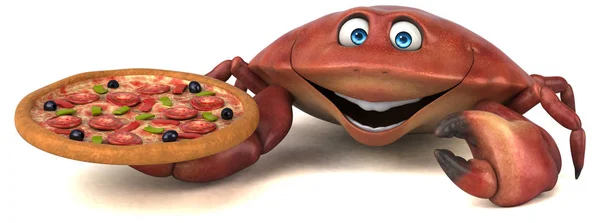 Смешной мультяшный персонаж с пиццей — стоковое фото