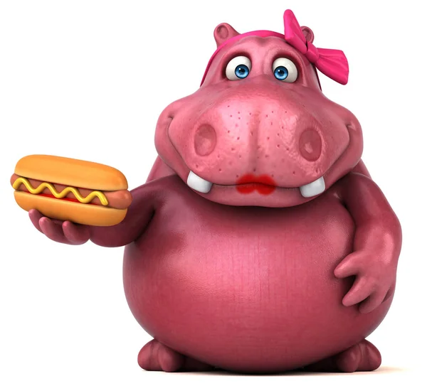 Spaß Cartoon-Figur mit Hotdog — Stockfoto