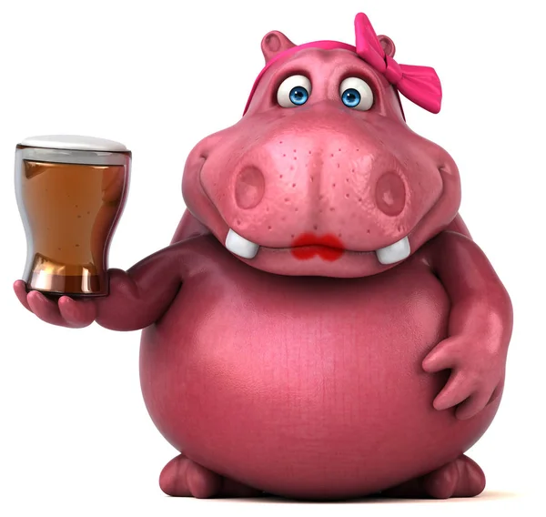 Divertente personaggio dei cartoni animati con birra — Foto Stock