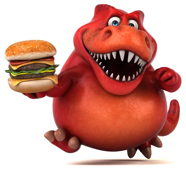 Personagem de desenho animado com hambúrguer — Fotografia de Stock