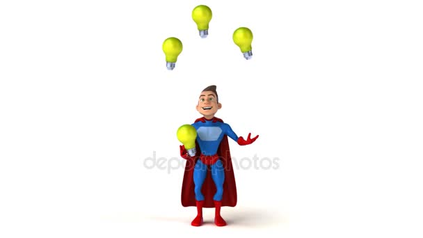 Żonglerka z żarówki superbohatera — Wideo stockowe