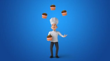  Şef karakter ile cupcakes hokkabazlık