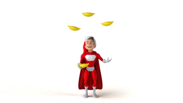 Санта Клаус жонглирует бананами — стоковое видео