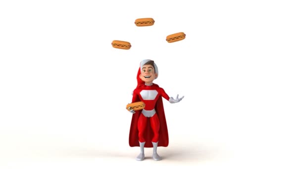 Санта-Клауса жонглювання з хот-доги — стокове відео