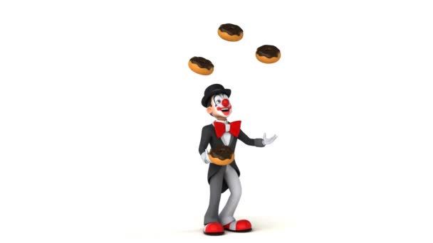 Clown jongliert mit Donuts — Stockvideo