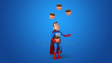 Eğlenceli süper kahraman ile cupcakes hokkabazlık   